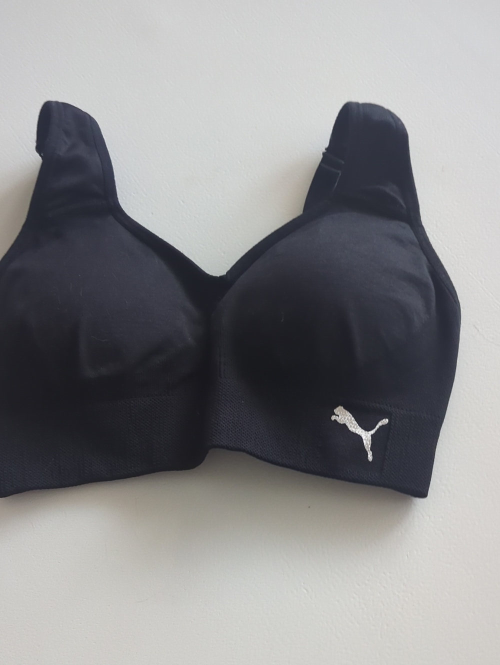 Puma Black High-Support Sports Bra with Metallic Logo